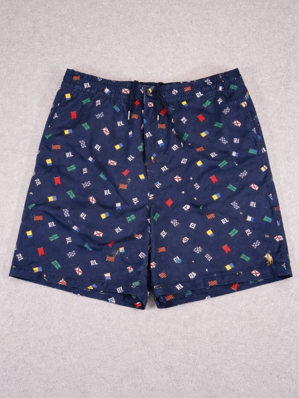 Polo Ralph Lauren Mens L Blue Nautical Print Stretch Classic Shorts